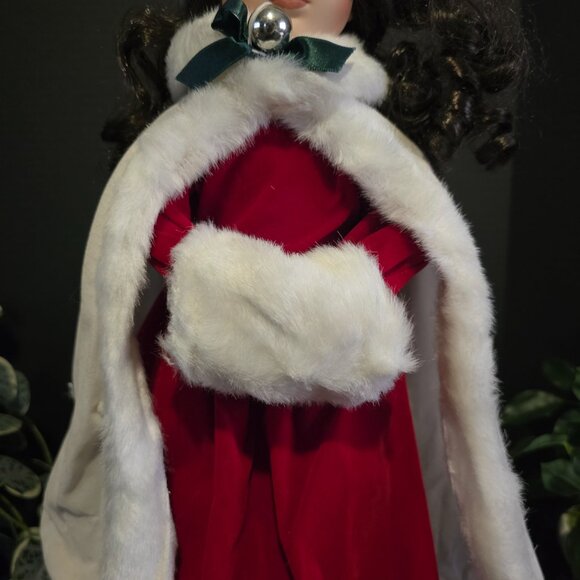 Vintage Porcelain Doll with Red Dress - Picture 3 of 7